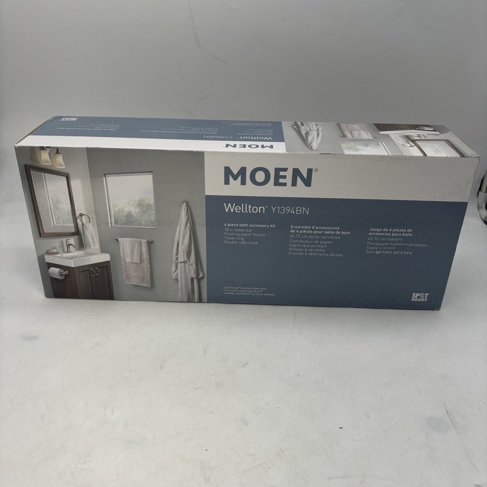 Moen Wellton Y1394BN 4-Piece Bath Hardware Set Nickel New In Open Box
